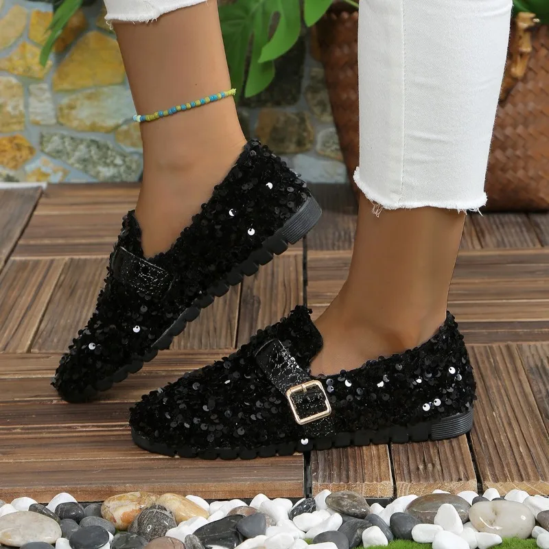 Women Bling Ballet Shoes Luxury Sequin Lazy Loafers Shoes Elegant Flat Mary Jane Shoes Buckle Big Size Shoe Zapatos Para Mujeres
Women Bling Ballet Shoes Luxury Sequin Lazy Loafers Shoes Elegant Flat Mary Jane Shoes Buckle Big Size Shoe Zapatos Para Mujeres