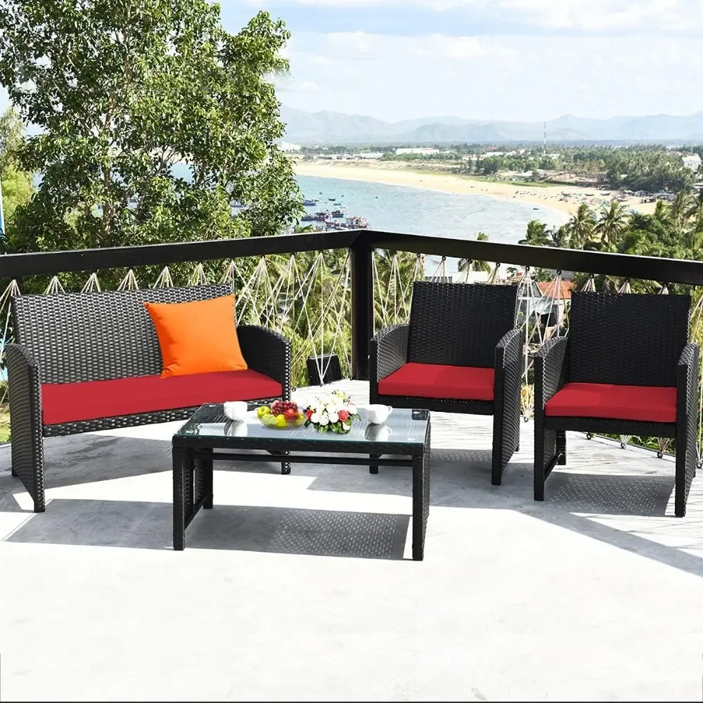 Patio Wicker Conversation Furniture Set, Patiojoy Sofa & Table Set W/4 Seats,Outdoor Rattan Sofa Set for Balcony Backyard,Wicker
Patio Wicker Conversation Furniture Set, Patiojoy Sofa & Table Set W/4 Seats,Outdoor Rattan Sofa Set for Balcony Backyard,Wicker