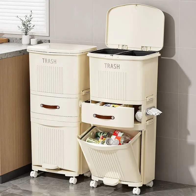 Kitchen trash can household covered foot-operated kitchen waste dry and wet separation bucket classified storage trash can
Kitchen trash can household covered foot-operated kitchen waste dry and wet separation bucket classified storage trash can