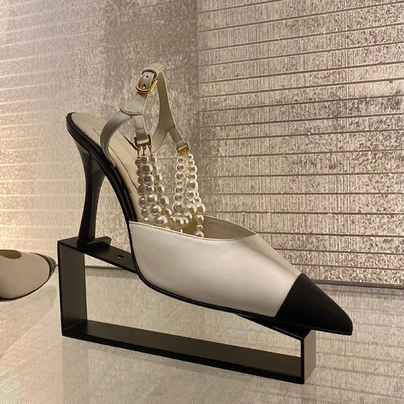 Pearl Strap Patchwork Female Pumps Pointed Head Sandals Summer Cover Heel Stiletto Slingback Shoes Women Party Zapatos Mujer
Pearl Strap Patchwork Female Pumps Pointed Head Sandals Summer Cover Heel Stiletto Slingback Shoes Women Party Zapatos Mujer