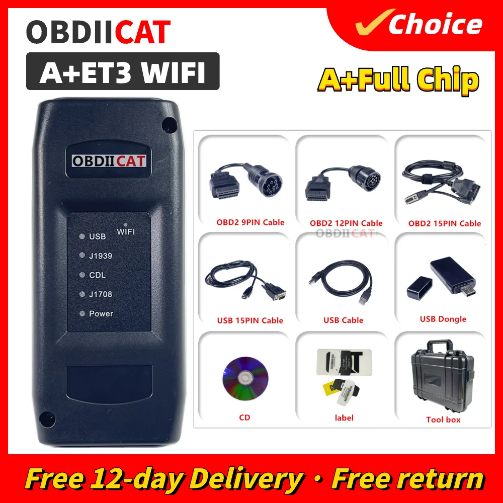 New ET3 OBDIICAT-ET3 Adapter Truck Diagnostic Tools 9 PIN Communication Adapter III C-A-T3 with WIFI All Accessories
New ET3 OBDIICAT-ET3 Adapter Truck Diagnostic Tools 9 PIN Communication Adapter III C-A-T3 with WIFI All Accessories