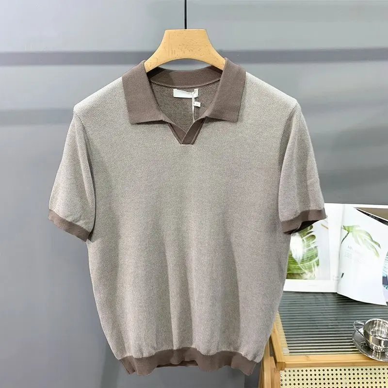 Italian Cuban Collar Ice Silk Knitted Polo Shirt Men's Short-sleeved Trendy Niche Contrasting Color Lapel T
Italian Cuban Collar Ice Silk Knitted Polo Shirt Men's Short-sleeved Trendy Niche Contrasting Color Lapel T