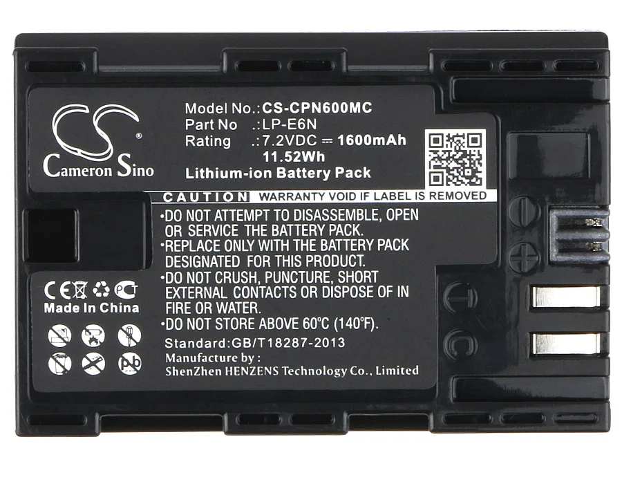 GreenBatteryPower CameronSino 1600mAh 7.2V 11.52Wh Li-ion Battery Camera for Canon EOS 5D,6D,7D,R5,R6,LP-E6N Tether Tools
GreenBatteryPower CameronSino 1600mAh 7.2V 11.52Wh Li-ion Battery Camera for Canon EOS 5D,6D,7D,R5,R6,LP-E6N Tether Tools