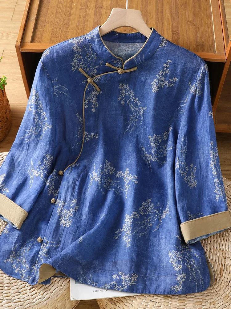 New Chinese Style High End Hemp Print Shirt Women Summer National Style Color Block Button Asymmetrical Cotton Linen 7/8 Slee...
New Chinese Style High End Hemp Print Shirt Women Summer National Style Color Block Button Asymmetrical Cotton Linen 7/8 Slee...