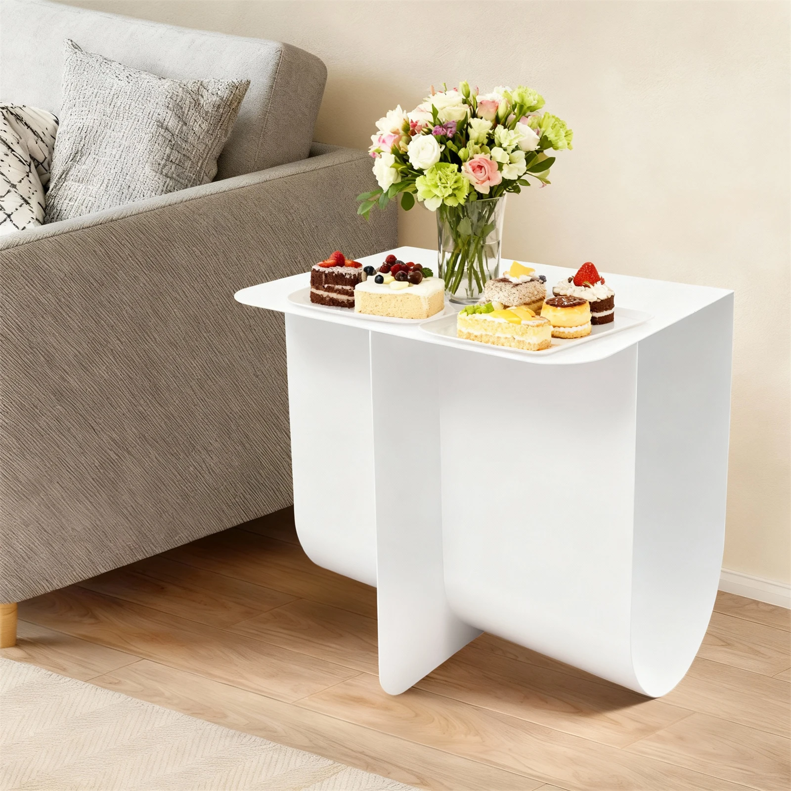 Modern White T-Shaped Side Table, Sturdy Iron End Table with Open Shelf for Living Room Bedroom Office
Modern White T-Shaped Side Table, Sturdy Iron End Table with Open Shelf for Living Room Bedroom Office