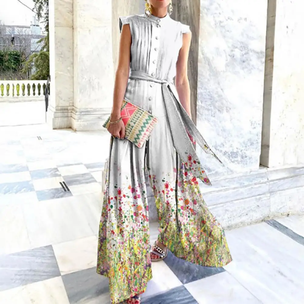 Summer Jumpsuit Summer Office Lady Jumpsuit Women Single-breasted Stylish Stand Collar Sleeveless Jumpsuit
Summer Jumpsuit Summer Office Lady Jumpsuit Women Single-breasted Stylish Stand Collar Sleeveless Jumpsuit