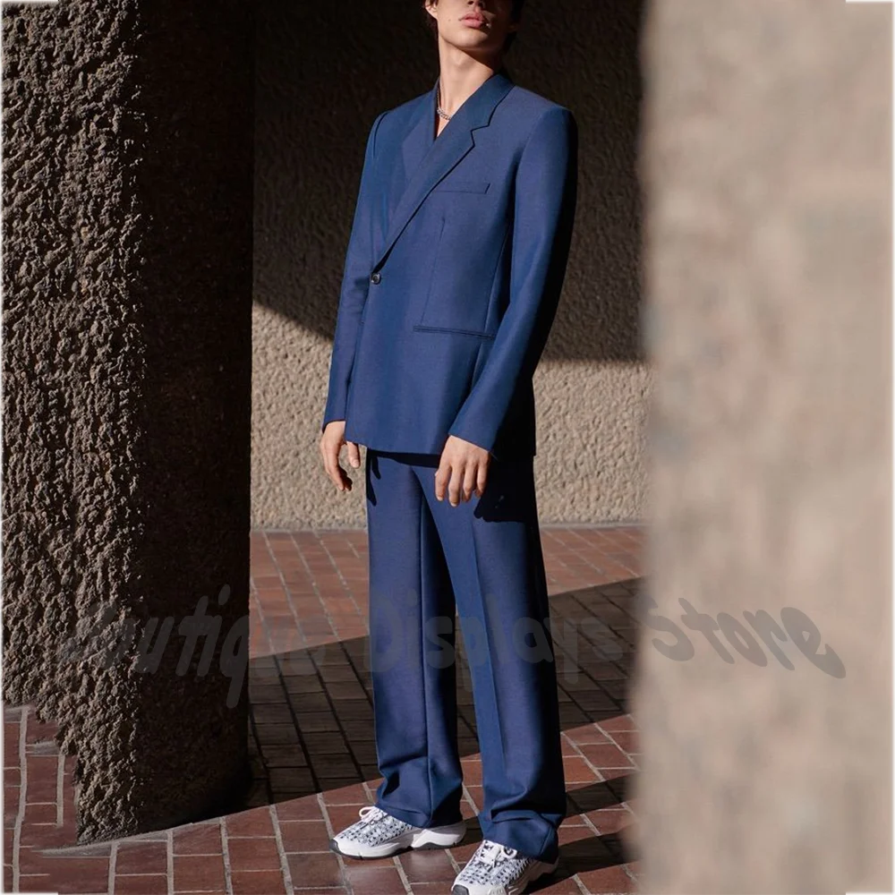 Minimalist Navy Blue Men's 2 Piece Suit Set Asymmetric Single Button Blazer+Pants Straight Leg Modern Business Casual Outfit
Minimalist Navy Blue Men's 2 Piece Suit Set Asymmetric Single Button Blazer+Pants Straight Leg Modern Business Casual Outfit