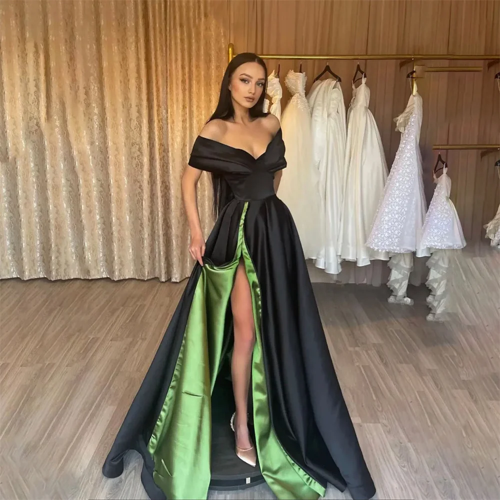 Lily Black Satin A Line Prom Dress Party Dresses High Split Celebrity Gowns Off the Shoulder Wedding Party Dress вечерние платья
Lily Black Satin A Line Prom Dress Party Dresses High Split Celebrity Gowns Off the Shoulder Wedding Party Dress вечерние платья