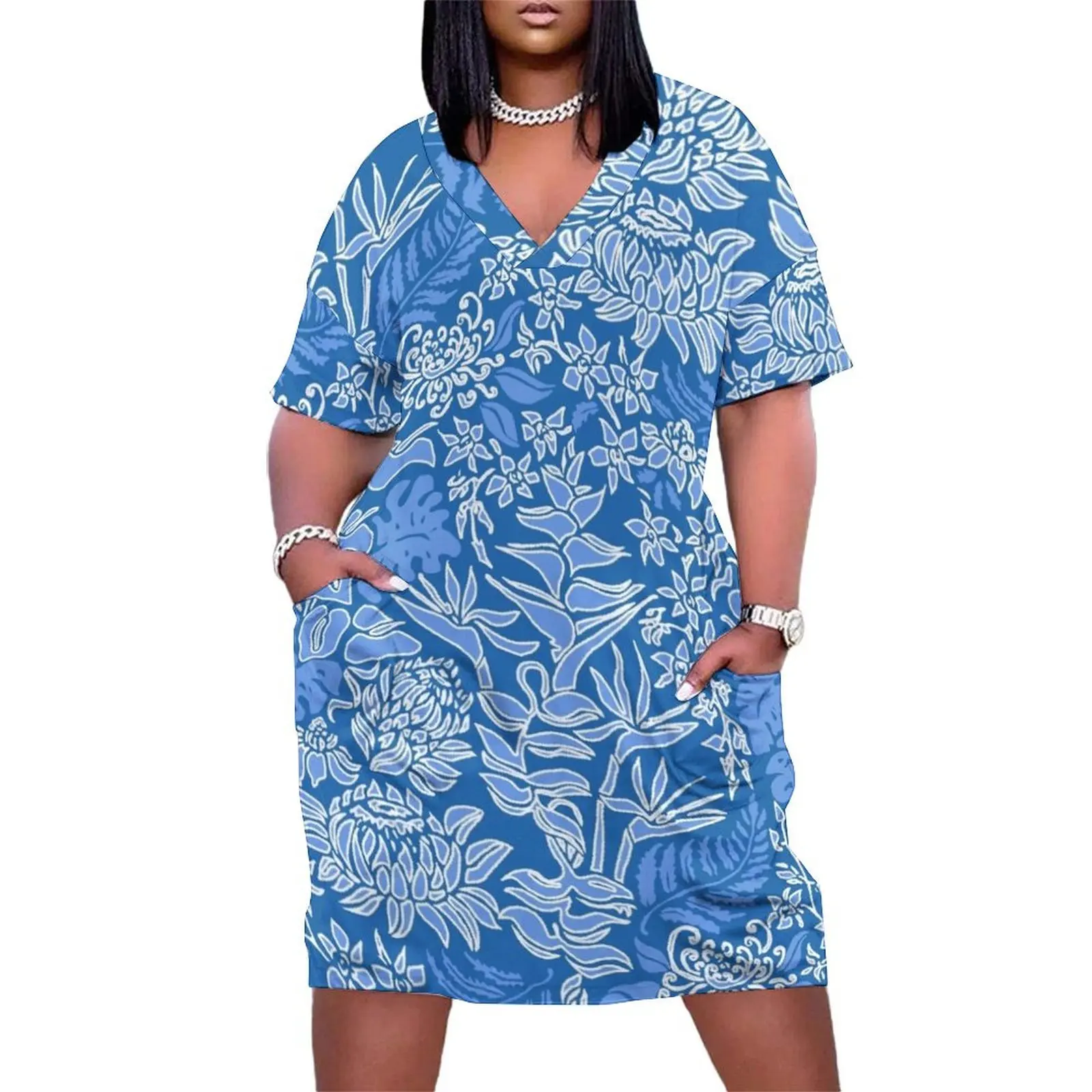 Kauai Morning Hawaiian Protea Floral - Indigo Loose Pocket Dress summer clothes for women women dress
Kauai Morning Hawaiian Protea Floral - Indigo Loose Pocket Dress summer clothes for women women dress