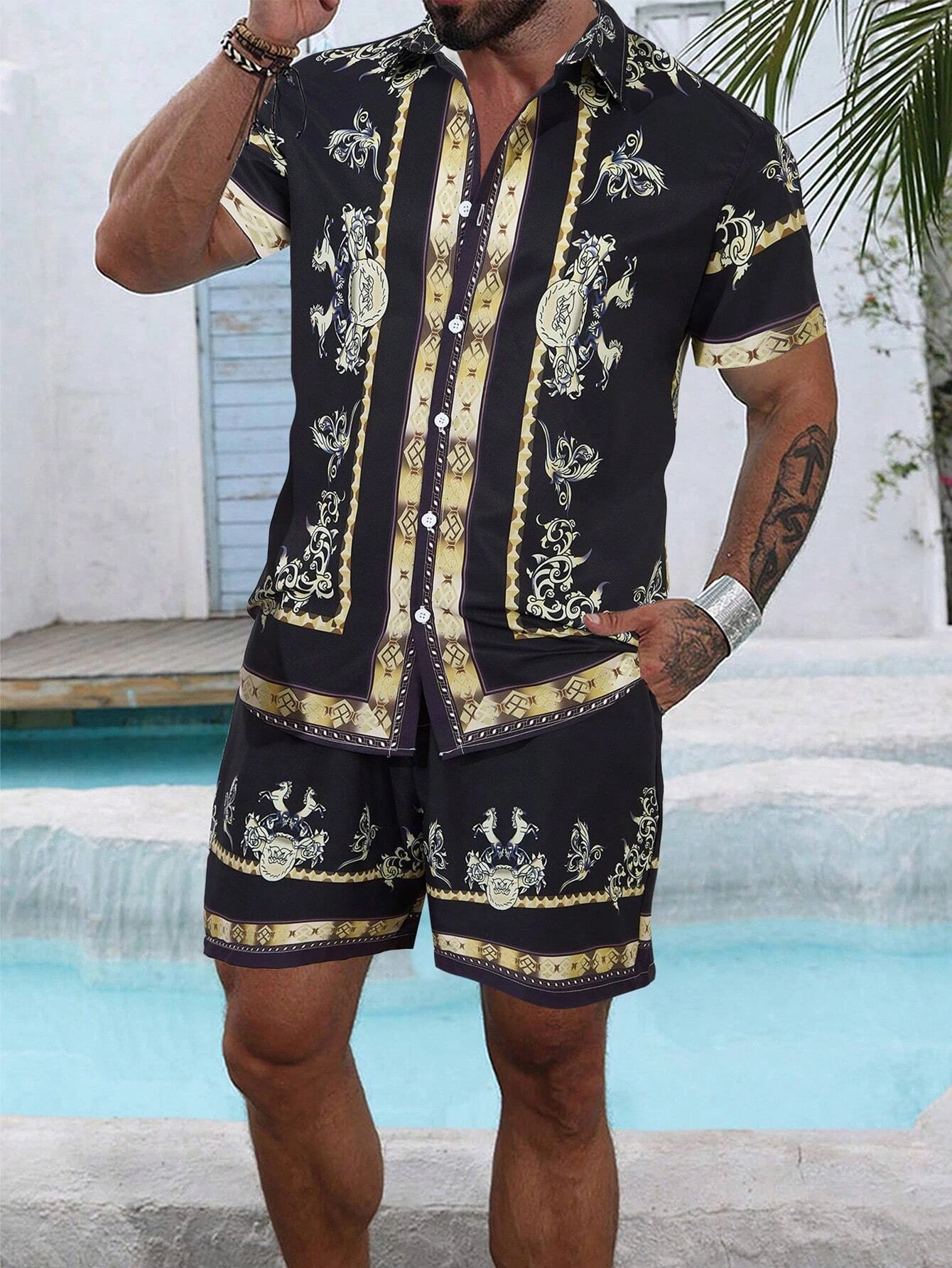 Striped Shirt Set Men's Short-sleeved Shirt Summer Short-sleeved Shirt Beach Shorts Men's Suit Street Casual Y2k Shorts Leisure
Striped Shirt Set Men's Short-sleeved Shirt Summer Short-sleeved Shirt Beach Shorts Men's Suit Street Casual Y2k Shorts Leisure