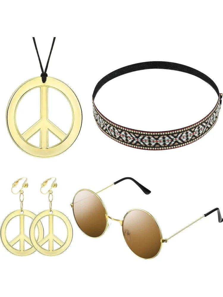 Pesenar Hippie Accessories Circle Style Glasses of The 60s Sign of Peace Necklace Hippie Headband 60s Accessory Set
Pesenar Hippie Accessories Circle Style Glasses of The 60s Sign of Peace Necklace Hippie Headband 60s Accessory Set