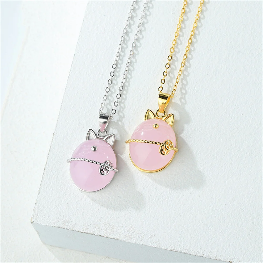 Korean S925 Necklace - Rose Quartz Cat Pendant, Cute Versatile, Women's Collar
Korean S925 Necklace - Rose Quartz Cat Pendant, Cute Versatile, Women's Collar