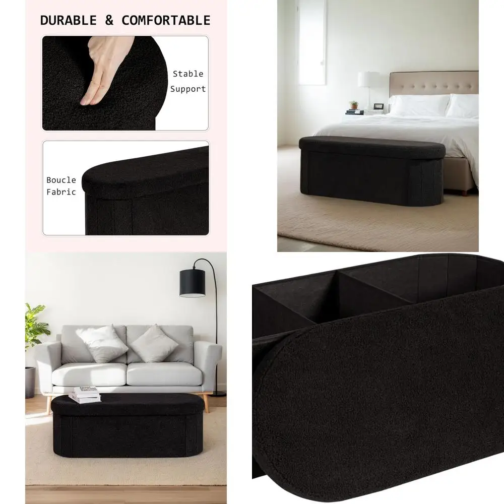 Folding 43.3 Oval Upholstered Storage Ottoman Bench, Black - Ideal for Living Room, Entryway, and Bedroom
Folding 43.3 Oval Upholstered Storage Ottoman Bench, Black - Ideal for Living Room, Entryway, and Bedroom