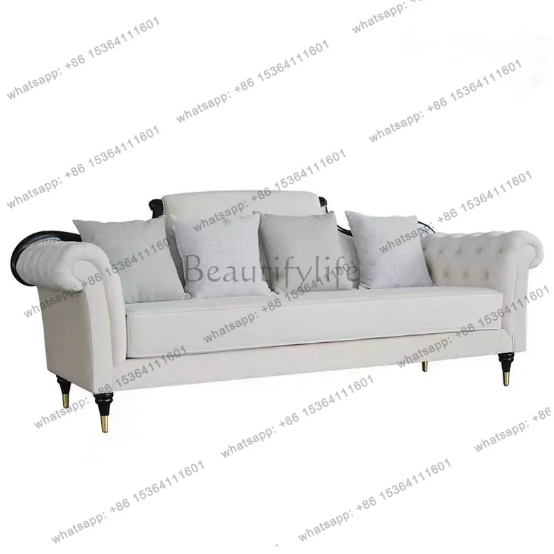 American neoclassical buckle sofa light luxury solid wood fabric retro furniture
American neoclassical buckle sofa light luxury solid wood fabric retro furniture
