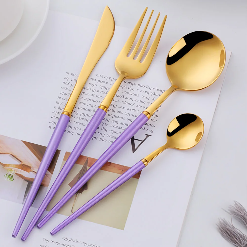 24Pcs Luxury White Flatware Set Gold Cutlery Sets Restaurant Flatware Stainless Steel Kitchen Tableware Spoon And Fork Set
24Pcs Luxury White Flatware Set Gold Cutlery Sets Restaurant Flatware Stainless Steel Kitchen Tableware Spoon And Fork Set