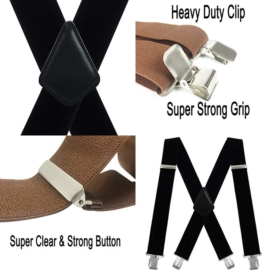 Men's X-Back 2 Inches Wide Heavy Duty Clips Adjustable Suspenders, Black
Men's X-Back 2 Inches Wide Heavy Duty Clips Adjustable Suspenders, Black