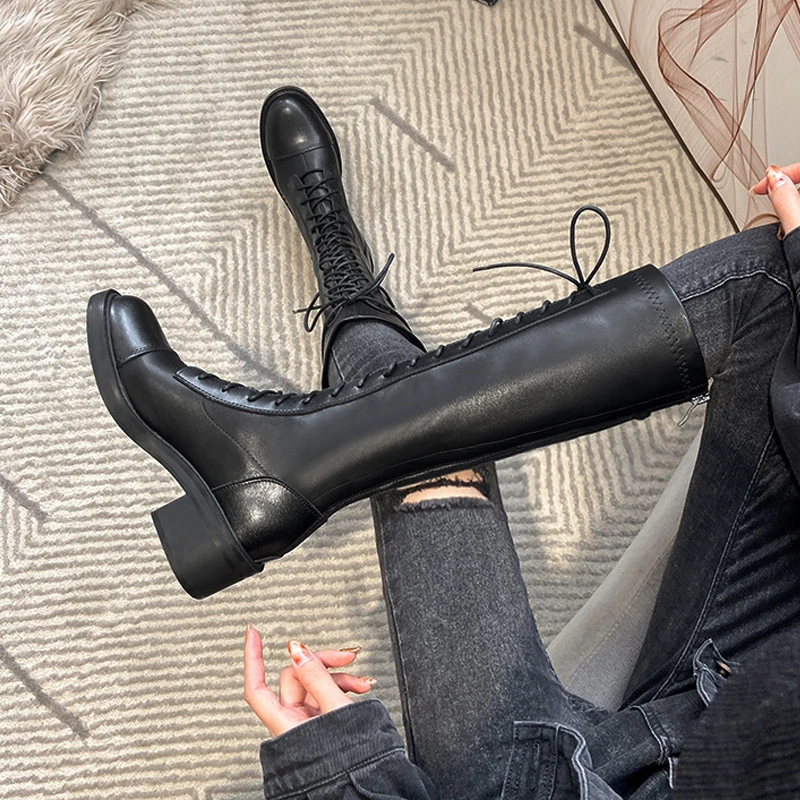 New Fashion Boots Black Sexy Women Autumn Winter High Tube Boots Knee High Heel 5cm Lace Up Female Shoes
New Fashion Boots Black Sexy Women Autumn Winter High Tube Boots Knee High Heel 5cm Lace Up Female Shoes