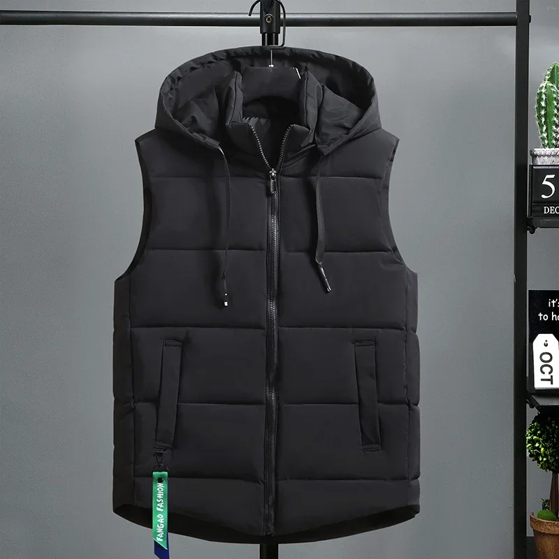2025 New Men's Vest Cotton Padded Warm Autumn and Winter Solid Sleeveless Jacket Windproof Detachable Hat Coat 
2025 New Men's Vest Cotton Padded Warm Autumn and Winter Solid Sleeveless Jacket Windproof Detachable Hat Coat