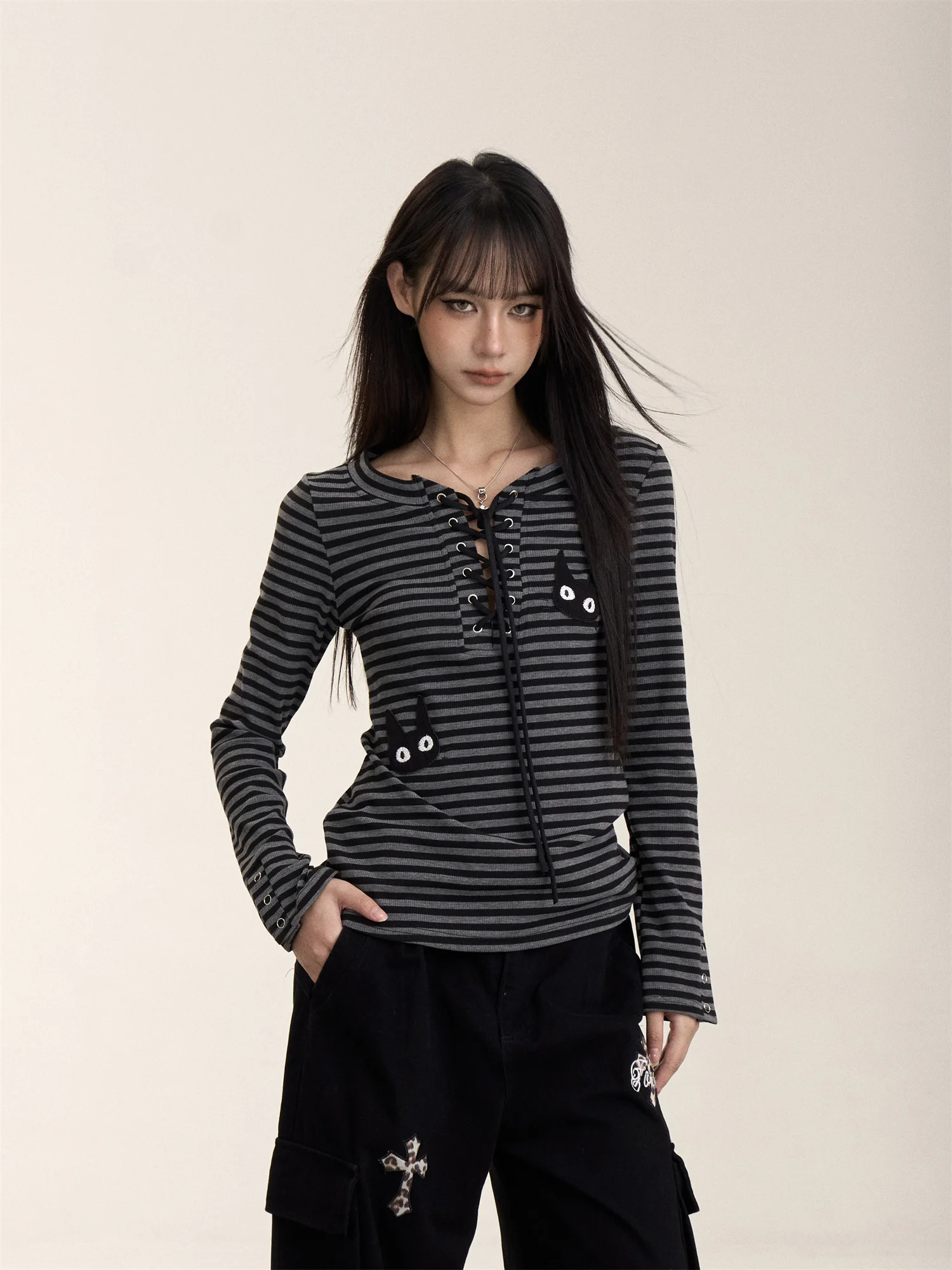 Onlpp American Hot Girl Stripe Tie Long Sleeve Women's Slimming Design Unique Versatile Top Quality Material round Neck Zipper
Onlpp American Hot Girl Stripe Tie Long Sleeve Women's Slimming Design Unique Versatile Top Quality Material round Neck Zipper