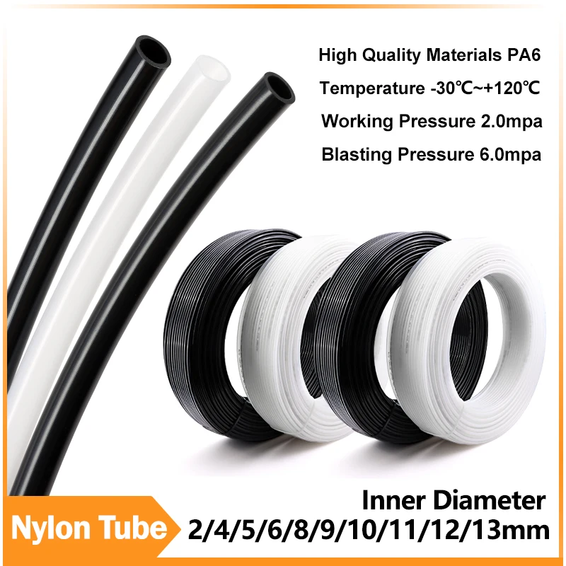 1/5M High Pressure PA6 Nylon Tube ID2 4 6 8 9 10 11 12 13mm Pneumatic Air Compressor Smooth Rigid Polyamide Oil Pipe Clear Black
1/5M High Pressure PA6 Nylon Tube ID2 4 6 8 9 10 11 12 13mm Pneumatic Air Compressor Smooth Rigid Polyamide Oil Pipe Clear Black