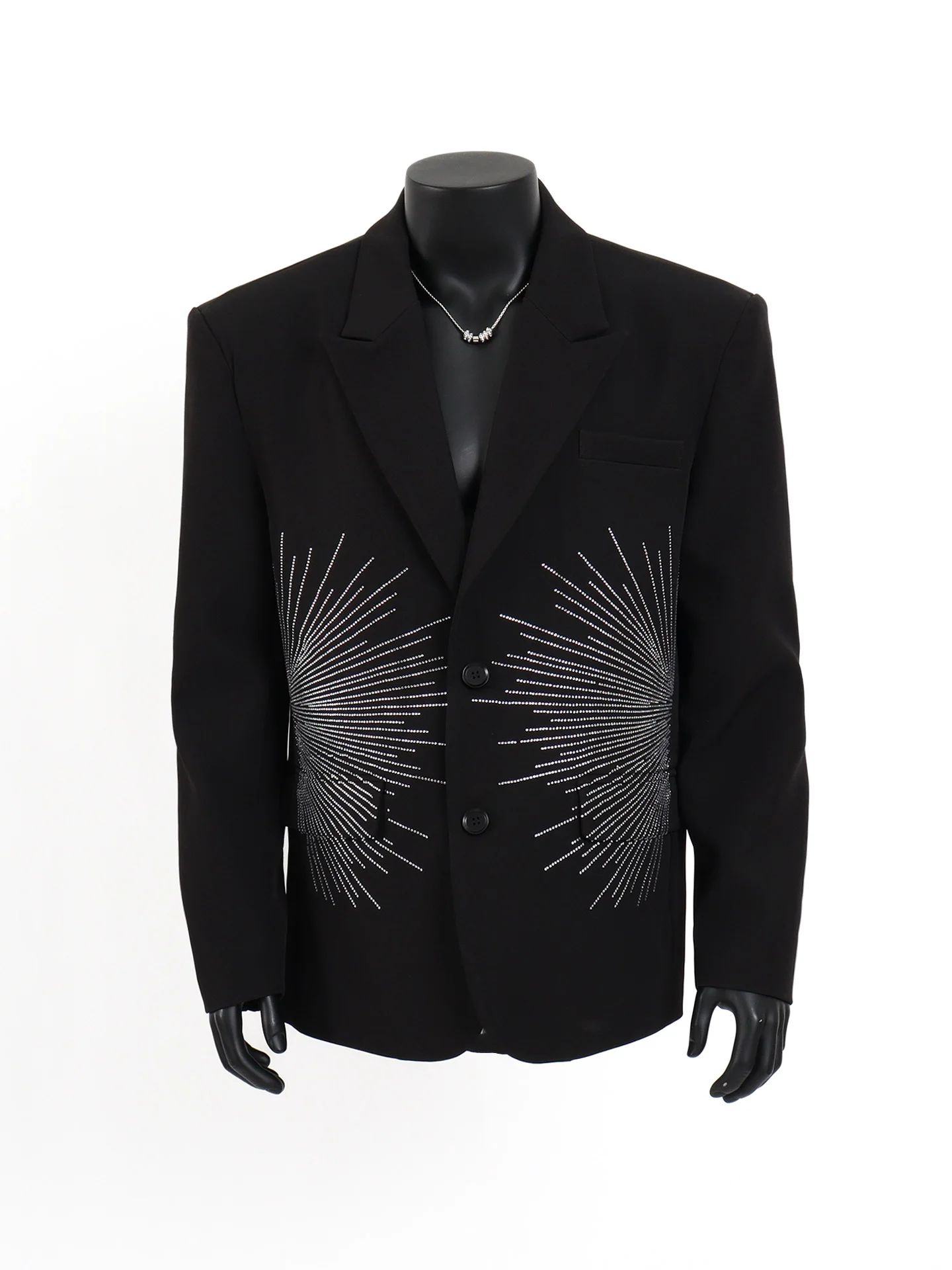 Starlit Men's Casual Bla Suit Jaet Luxury Loose Fit with Heat-Pred Rhinestones Trendy Youth Sle Long Sve
Starlit Men's Casual Bla Suit Jaet Luxury Loose Fit with Heat-Pred Rhinestones Trendy Youth Sle Long Sve