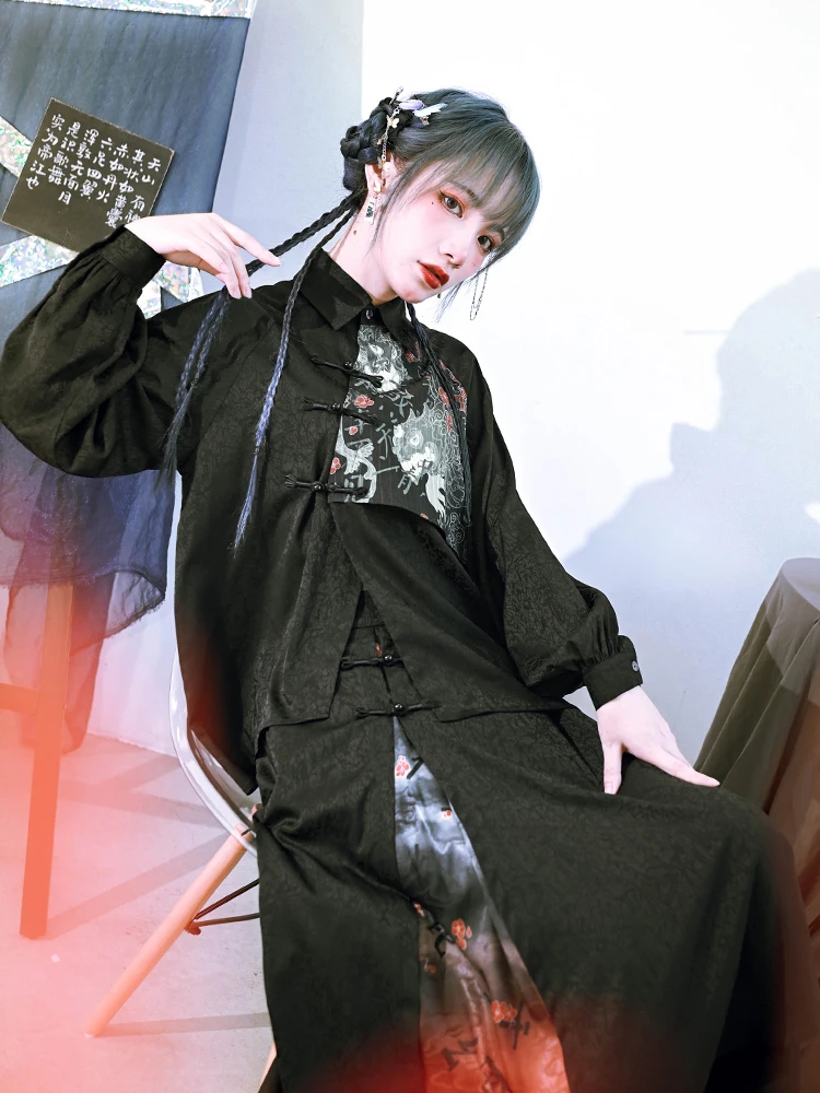 New Chinese Style National Style Han Elements Diagonal Shirt Slant Opening Frog Tops Lantern Sleeve Loose And Comfortable Lapel
New Chinese Style National Style Han Elements Diagonal Shirt Slant Opening Frog Tops Lantern Sleeve Loose And Comfortable Lapel