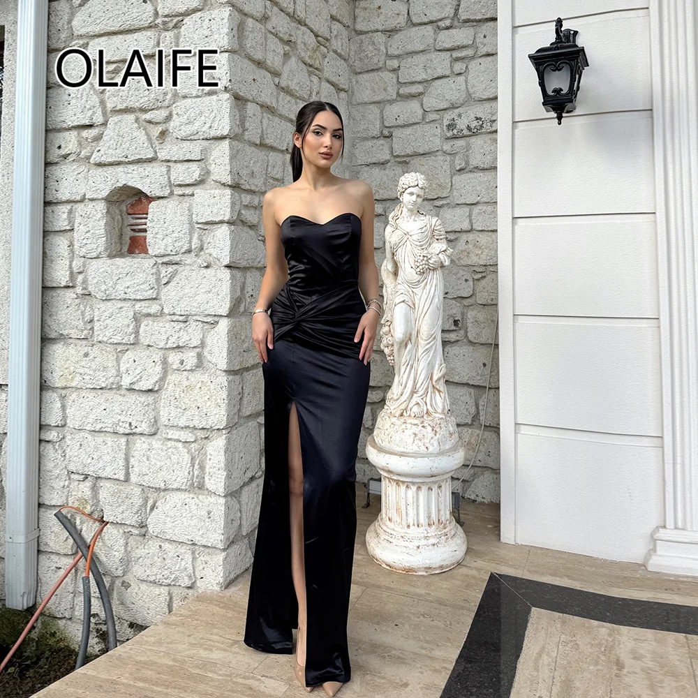 Simple Sweetheart Collar Satin Pleated Sheath Formal Evening Dress Backelss Lace up Side Slit Evening Party Gown Customized
Simple Sweetheart Collar Satin Pleated Sheath Formal Evening Dress Backelss Lace up Side Slit Evening Party Gown Customized