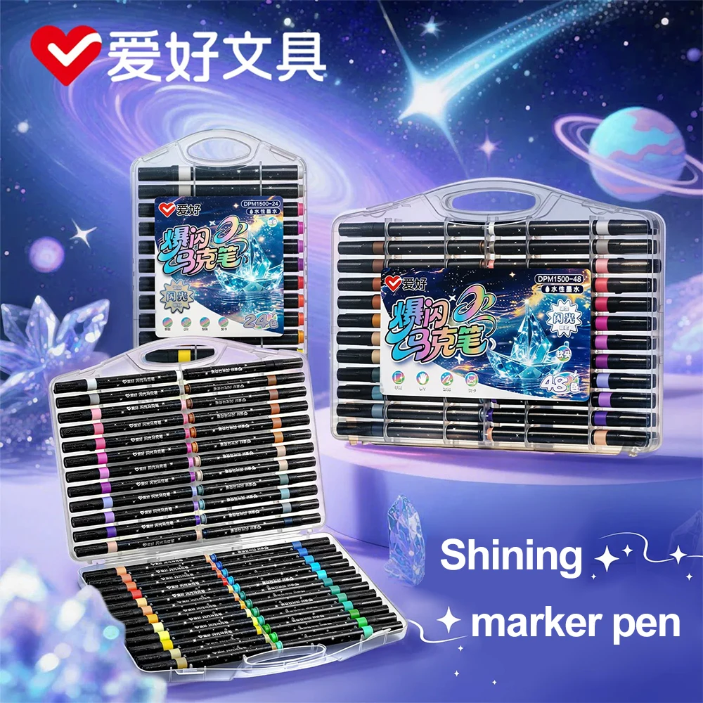 Aihao Flash Marker Pen Soft Head Water Based Ink Color Pen 12/24/36/48/60 Color Student Creative DIY Art Painting Set
Aihao Flash Marker Pen Soft Head Water Based Ink Color Pen 12/24/36/48/60 Color Student Creative DIY Art Painting Set