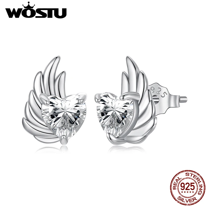 WOSTU 925 Sterling Silver Heart Wing Stud Earrings For Women AAA Zircon Wedding Studs Girl Birthday Jewelry party Gift
WOSTU 925 Sterling Silver Heart Wing Stud Earrings For Women AAA Zircon Wedding Studs Girl Birthday Jewelry party Gift
