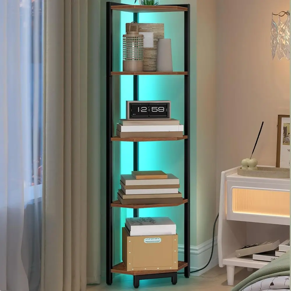 LED Light, 5-Tier Bookshelf, Tall Narrow Display Bookcase, Standing Shelf for Small Space, Living Room, Home Office, Bedroom, Ru
LED Light, 5-Tier Bookshelf, Tall Narrow Display Bookcase, Standing Shelf for Small Space, Living Room, Home Office, Bedroom, Ru