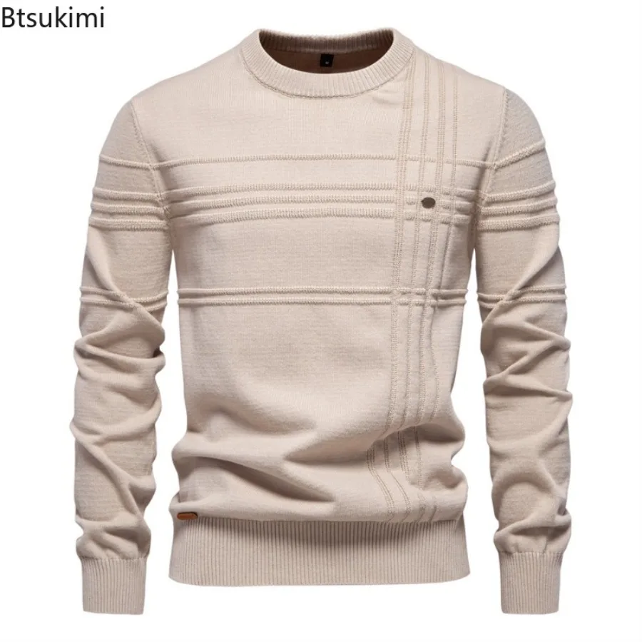 2025 Autumn Winter Men's Solid Color Crew Neck Pullover Sweaters Knitted Long Sleeve Stripped High Quality Warm Sweaters for Men
2025 Autumn Winter Men's Solid Color Crew Neck Pullover Sweaters Knitted Long Sleeve Stripped High Quality Warm Sweaters for Men