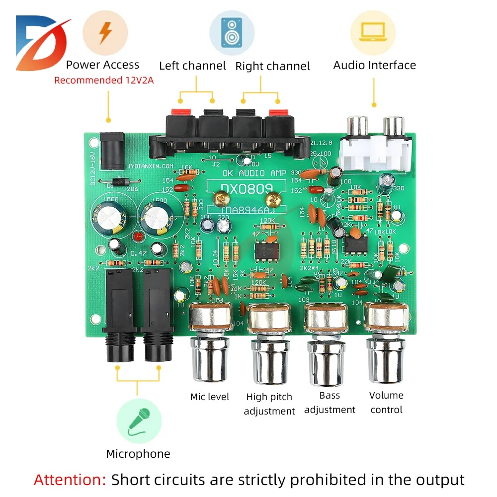 TDA8944 DC power amplifier module 40W+40W with microphone DC 12V dual-channel power amplifier board 2.0 power amplifier
TDA8944 DC power amplifier module 40W+40W with microphone DC 12V dual-channel power amplifier board 2.0 power amplifier