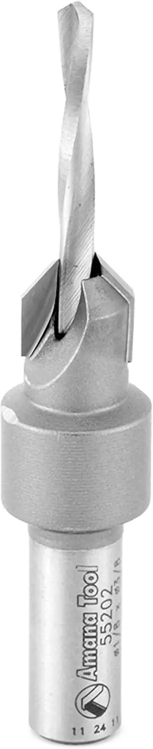 Carbide Tipped Countersink Drill Bit, 6 Screw, 3/8 Dia x 1/8 Drill Dia x 5/16 Round Shank
Carbide Tipped Countersink Drill Bit, 6 Screw, 3/8 Dia x 1/8 Drill Dia x 5/16 Round Shank