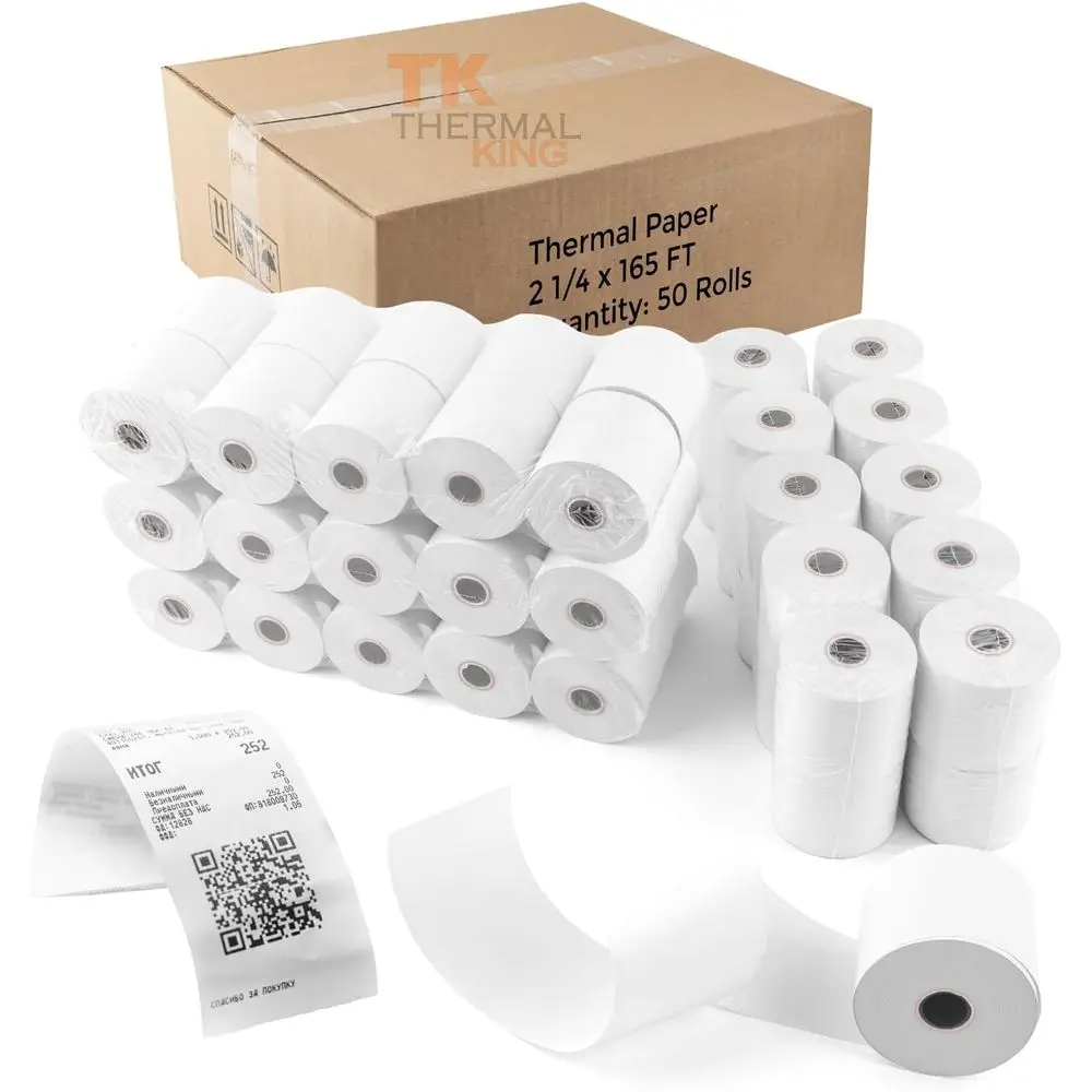 50 Rolls 2.25 x 165' Thermal Receipt Paper for POS Systems and Retail Cash Registers
50 Rolls 2.25 x 165' Thermal Receipt Paper for POS Systems and Retail Cash Registers