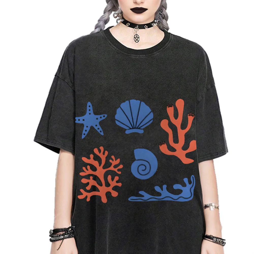 Graphic T-shirt Ocean Elements T-shirt 100% Cotton High Quality Oversize Washed T-shirt Starfish Shell Print Marine Y2K Vibe
Graphic T-shirt Ocean Elements T-shirt 100% Cotton High Quality Oversize Washed T-shirt Starfish Shell Print Marine Y2K Vibe