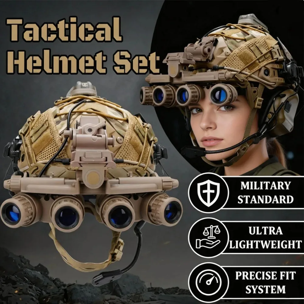 FAST Tactical Helmet Set with NVG Night Vision Model Tactical Camouflage Bump Helmets Multi-Functional Outdoor Cosplay Gear
FAST Tactical Helmet Set with NVG Night Vision Model Tactical Camouflage Bump Helmets Multi-Functional Outdoor Cosplay Gear