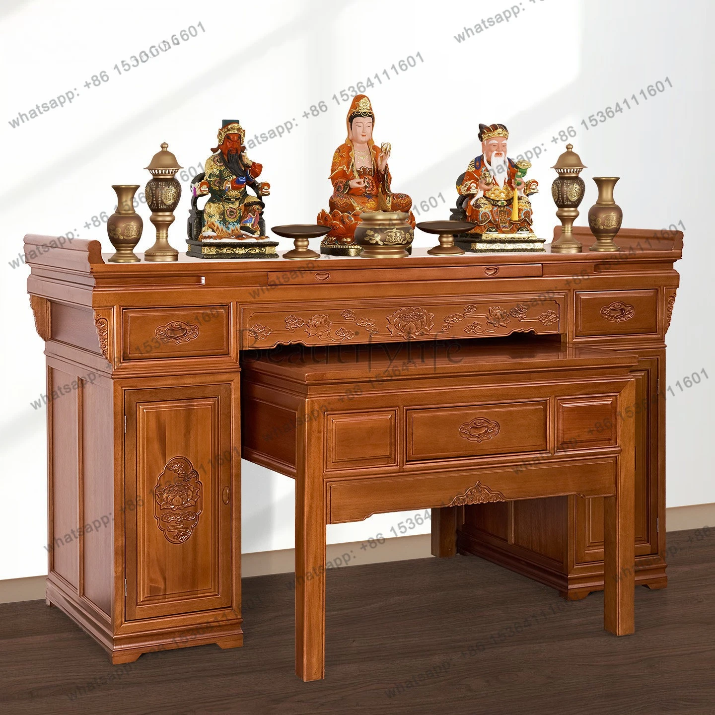 Household solid wood new Chinese-style tribute platform, Shentai, God of Wealth case offering platform
Household solid wood new Chinese-style tribute platform, Shentai, God of Wealth case offering platform