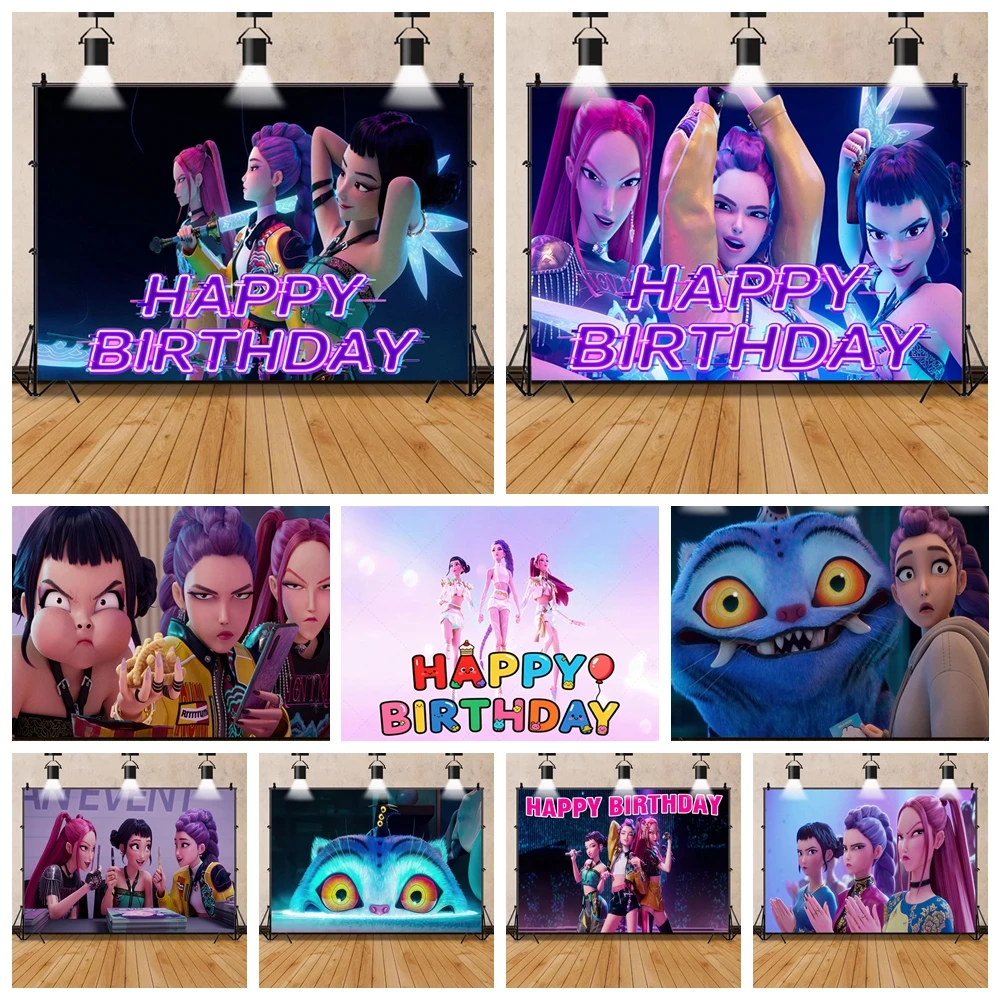 KPo-p Demoned Hunters Birthday Party Backdrop Banner Baby Shower Decoration Photo Booth Background Photography Music Theme Props
KPo-p Demoned Hunters Birthday Party Backdrop Banner Baby Shower Decoration Photo Booth Background Photography Music Theme Props