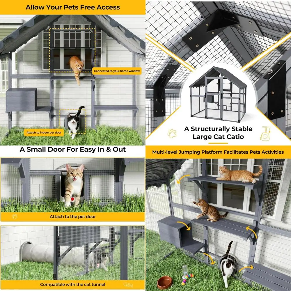 Outdoor Walk-in Catio Enclosure for Cats with Window, Weatherproof Condo, Platform, Suitable for Multiple Kittens or Small Anima
Outdoor Walk-in Catio Enclosure for Cats with Window, Weatherproof Condo, Platform, Suitable for Multiple Kittens or Small Anima