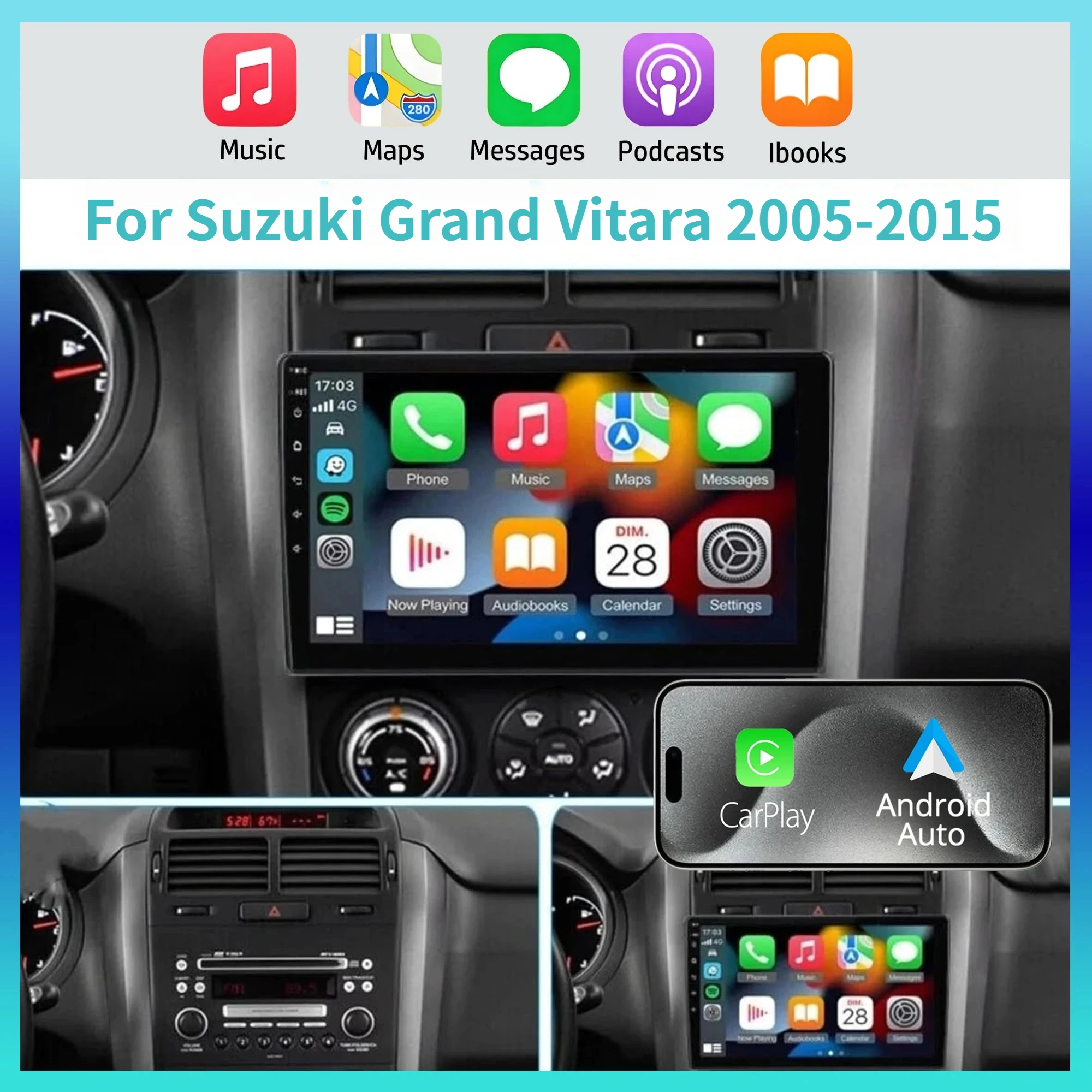 Автомагнитола Android 13 с CarPlay и GPS-навигацией, совместимая с Suzuki Grand Vitara 2005-2015, беспроводной мультимедийный плеер для автомобиля
Автомагнитола Android 13 с CarPlay и GPS-навигацией, совместимая с Suzuki Grand Vitara 2005-2015, беспроводной мультимедийный плеер для автомобиля