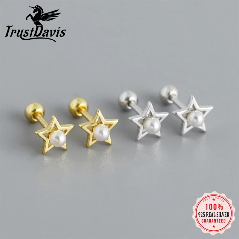 TrustDavis 925 Sterling Silver Women's Fashion Simple Star Pearl Screw Earrings for Women Girls Jewelry Gift DS4329
TrustDavis 925 Sterling Silver Women's Fashion Simple Star Pearl Screw Earrings for Women Girls Jewelry Gift DS4329