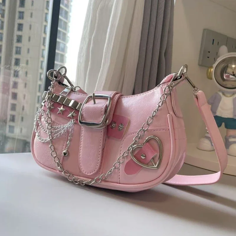 Fashion Hot Girls Square Shoulder Bags Retro Rivet Star Women's Underarm Bag Sweet Pu Leather Female Chain Handbags Pink Purse
Fashion Hot Girls Square Shoulder Bags Retro Rivet Star Women's Underarm Bag Sweet Pu Leather Female Chain Handbags Pink Purse