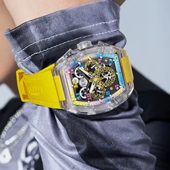 BONEST GATTI Men Automatic Watch 45mm Tonneau Mechanical Wristwatch Acrylic Case Luminous Month Week Date 24 Hours
BONEST GATTI Men Automatic Watch 45mm Tonneau Mechanical Wristwatch Acrylic Case Luminous Month Week Date 24 Hours