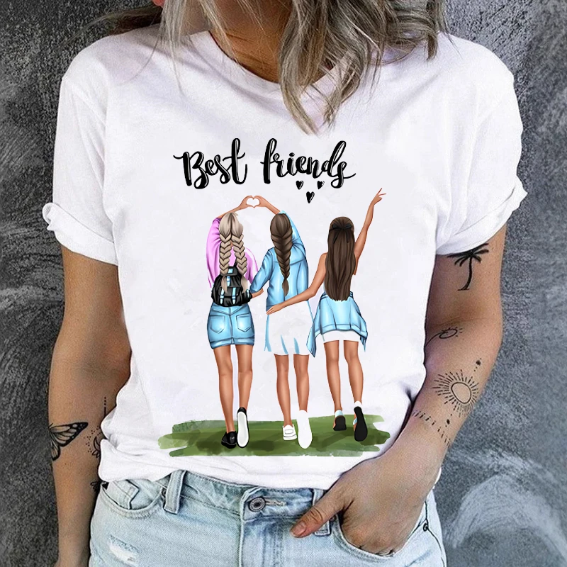 Fashion European and American Bestie Fashion Retro Cute Letter Code Top T-shirt Woman Women Clothing Polyester fabric
Fashion European and American Bestie Fashion Retro Cute Letter Code Top T-shirt Woman Women Clothing Polyester fabric