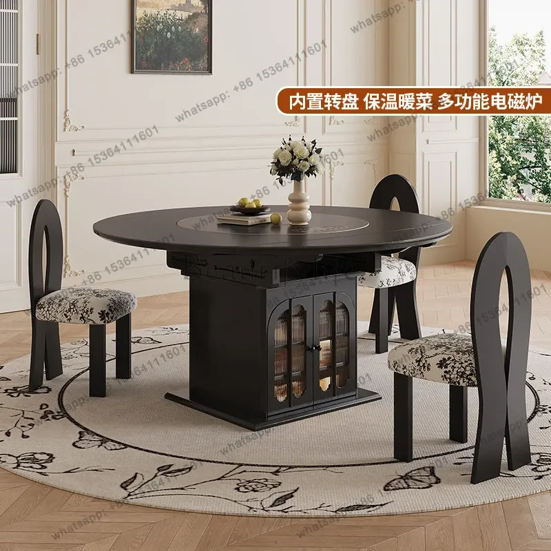 12Retro style black rock slab dining table household small apartment telescopic folding variable round table
12Retro style black rock slab dining table household small apartment telescopic folding variable round table