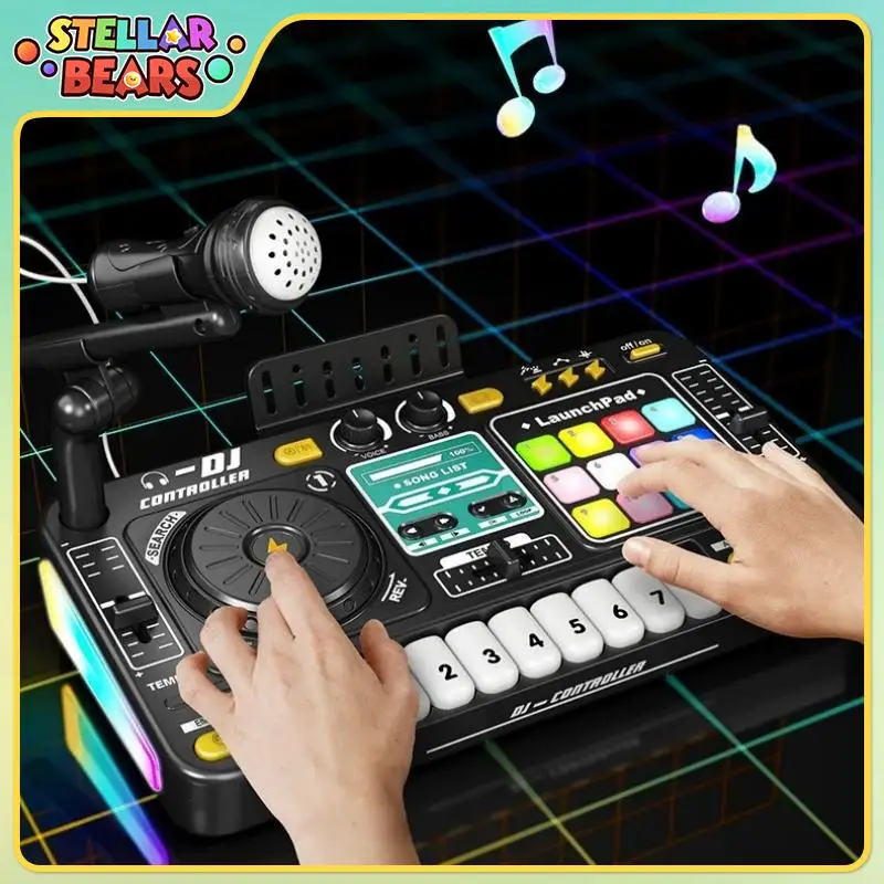 Children Musical DJ Mixer with Microphone Multifunction Simulated DJ Controller Live Sound Card Music Player Kids Birthday Gift
Children Musical DJ Mixer with Microphone Multifunction Simulated DJ Controller Live Sound Card Music Player Kids Birthday Gift
