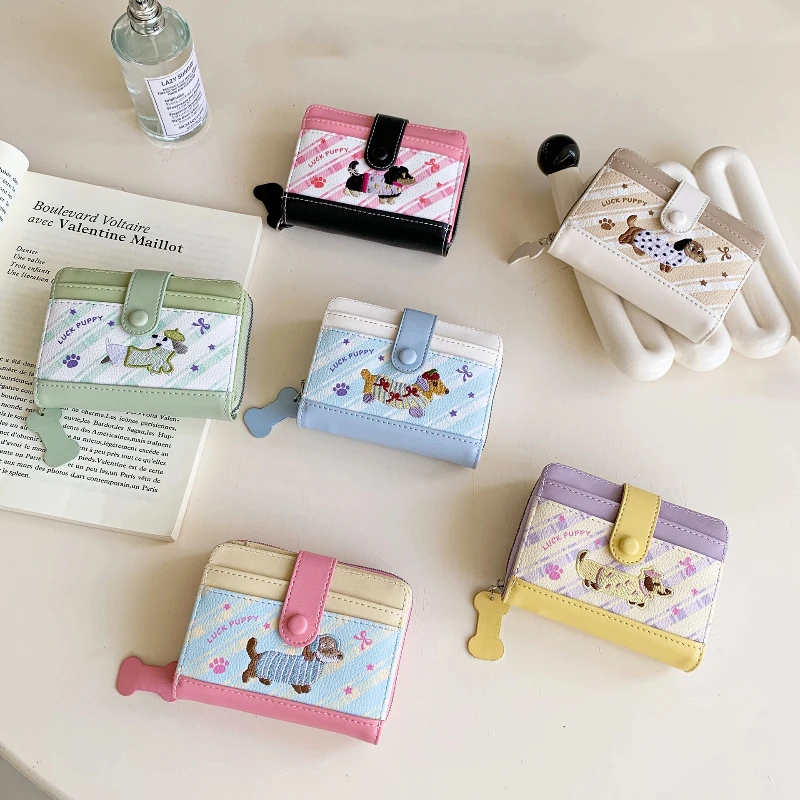 Korean Short Wallet Coin Purse Dachshund Embroidery Dopamine Color Zipper Card Bag PU Cartoon Dog Women Girl
Korean Short Wallet Coin Purse Dachshund Embroidery Dopamine Color Zipper Card Bag PU Cartoon Dog Women Girl