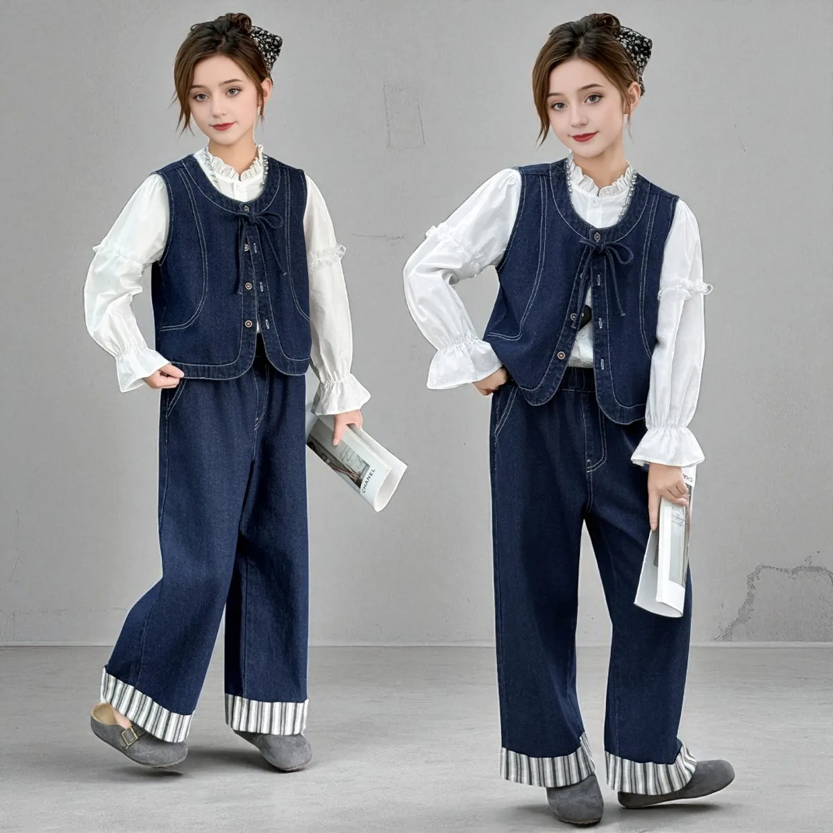 Baby Denim Outfits Suit Girls Clothing Set Denim Vest & Shirt & Jeans 3pcs Girls Tracksuit Teens Kids Costumes School Uniform
Baby Denim Outfits Suit Girls Clothing Set Denim Vest & Shirt & Jeans 3pcs Girls Tracksuit Teens Kids Costumes School Uniform