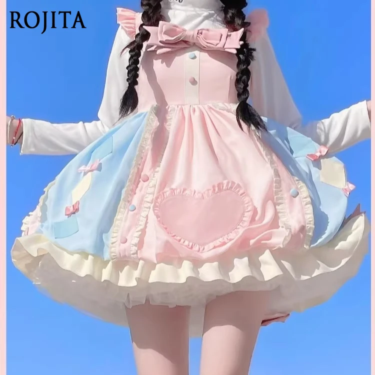 Sweet Lolita JSK Dress Spliced Camisole Bow Dress Girl Cute Daily Sweet Dress + Apron Cute Kawaii Outfit for Women
Sweet Lolita JSK Dress Spliced Camisole Bow Dress Girl Cute Daily Sweet Dress + Apron Cute Kawaii Outfit for Women