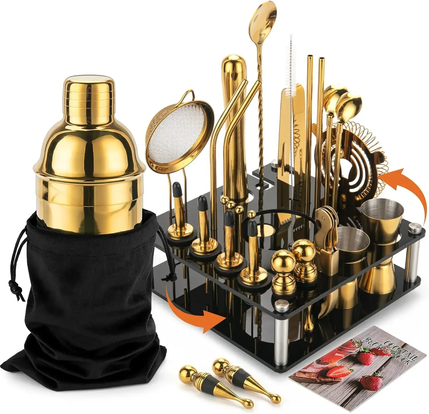 Mixology Cocktail Shaker Set - Complete 29-Piece Bartender Kit and Bar Tools with Acrylic Rotating Stand,
Mixology Cocktail Shaker Set - Complete 29-Piece Bartender Kit and Bar Tools with Acrylic Rotating Stand,
